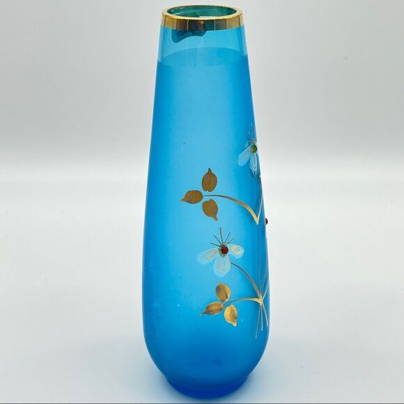 Vintage Norcrest Frosted Bud Vase Hand Painted Gold Edge MCM - Picture 6 of 9